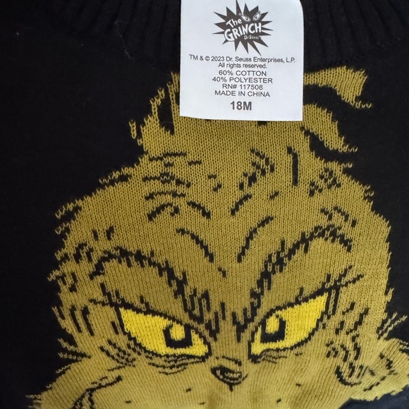 💥Black Sweater with Grinch Design 18 M - Picture 2 of 4